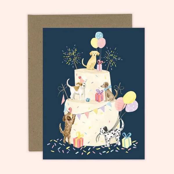 Party Dog Cake Birthday Card  | Almeida Illustrations | boogie + birdie