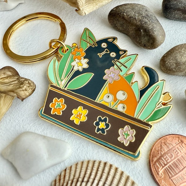 Pecan Cat Enamel Keychain (KC25PECAN) | Pika & Bear | boogie + birdie