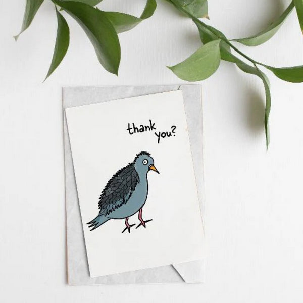 Perturbed Pigeon Thank You Card | Evil Llama and Friends | boogie + birdie