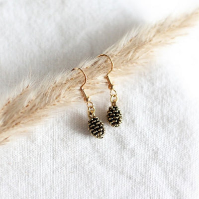 Gold Pinecone Drop Earrings | Birch Jewellery | boogie + birdie
