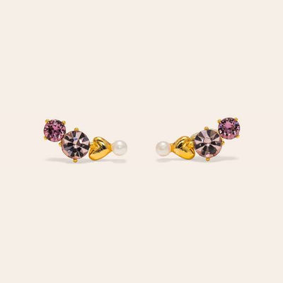 Gold Pink Amorette Climber Earrings | Lover's Tempo | boogie + birdie