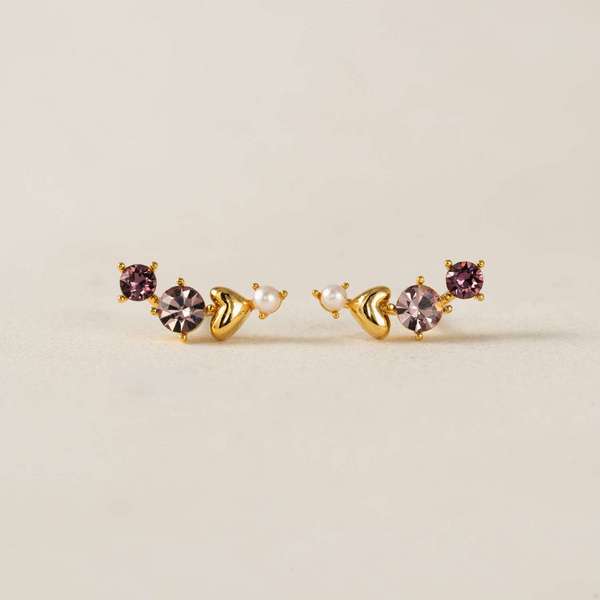 Gold Pink Amorette Climber Earrings | Lover's Tempo | boogie + birdie