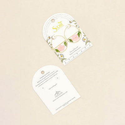 Pink Cherry Pressed Flower Gold Hoop Earrings | Scout | boogie + birdie