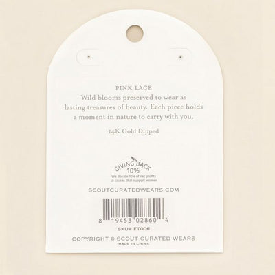 Pink Lace Pressed Flower Gold Threader Earrings | Scout | boogie + birdie