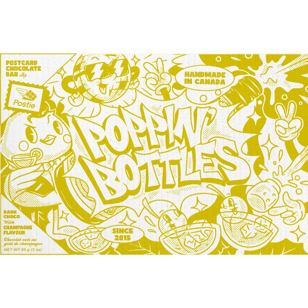 Poppin' Bottles Champagne Dark Chocolate Postcard Bar | Postie | boogie + birdie