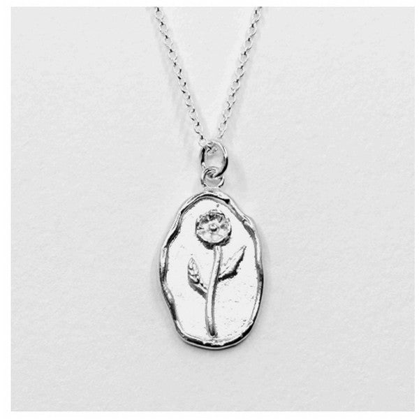 Silver August Birth Month Flower Necklace | Poppy | boogie + birdie