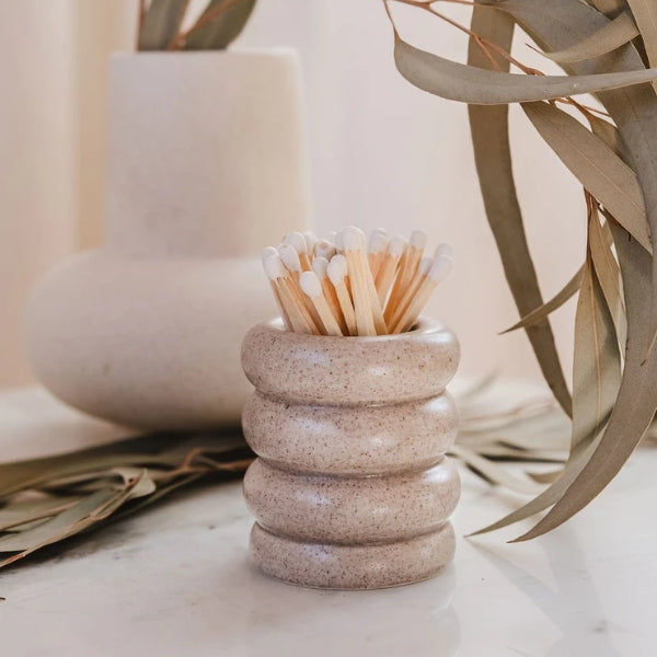 Ceramic Match Pot Speckled Grey | Mimi & August | boogie + birdie