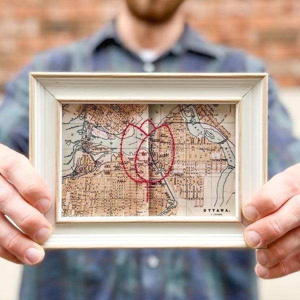 Embroidered Tulip Ottawa Map - White Frame | Sadie & June | boogie + birdie