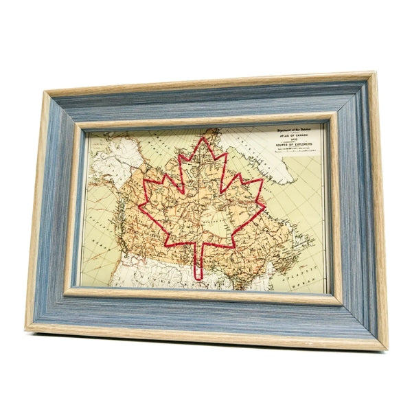 Embroidered Maple Canada Map - Blue Frame | Sadie & June | boogie + birdie
