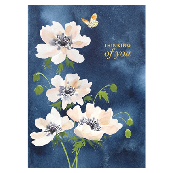 White Flowers On Blue Sympathy Card CC1797 | Greeting Cards | boogie + birdie