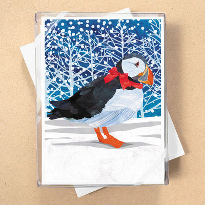 Puffin with Bow Christmas Card | Allport | boogie + birdie