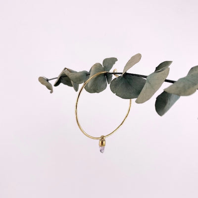 Brass Quartz Droplet Hoop Earrings | Lissa Bowie Jewellery | boogie + birdie
