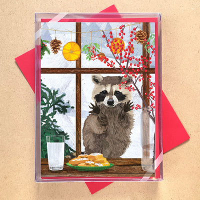 Raccoon in Window Holiday Card | Allport | boogie + birdie