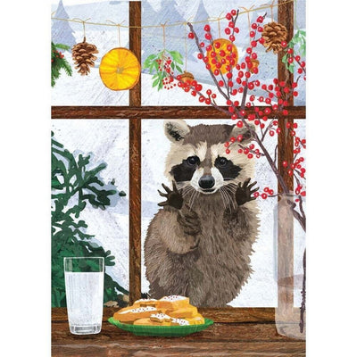 Raccoon in Window Holiday Card | Allport | boogie + birdie