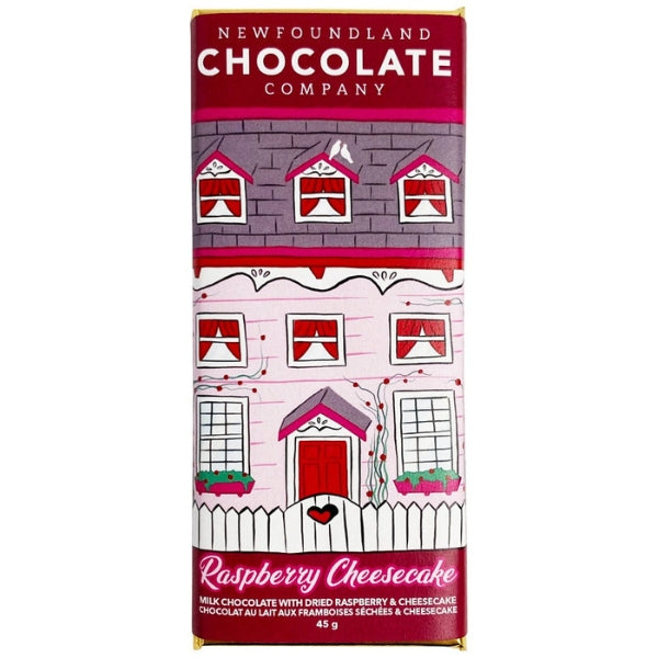 Raspberry Cheesecake Milk Chocolate Bar | boogie + birdie | Newfoundland Chocolate Company