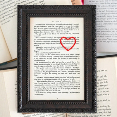 "Read Good Books" Heart Embroidered Artwork - Brown Frame | boogie + birdie