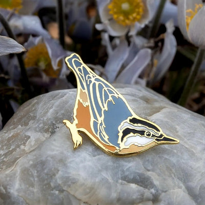 Red Breasted Nuthatch Enamel Pin | Crystal Driedger | boogie + birdie
