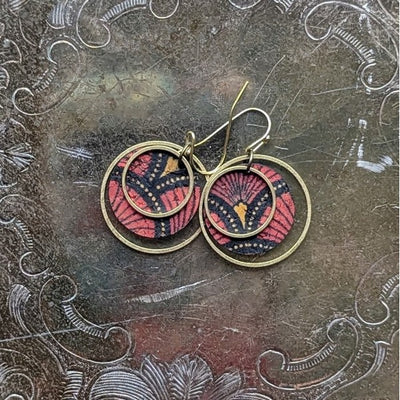 Red Fan Brass Circle Earrings | Hello Lovely | boogie + birdie