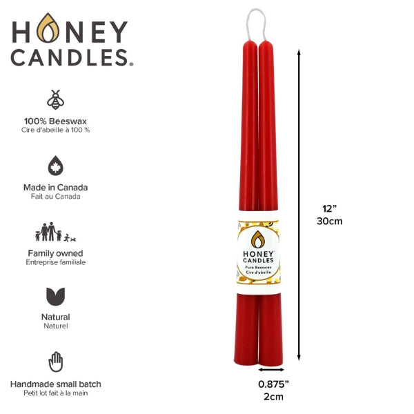 Red Beeswax Taper Candles | Honey Candles | boogie + birdie