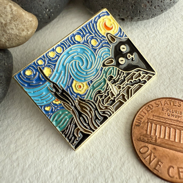 Remy Cat Starry Night Enamel Pin | Pika & Bear | boogie + birdie