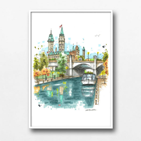 Rideau Canal and the Parliament Buildings Print - 8x10 | Downtown Sketcher | boogie + birdie