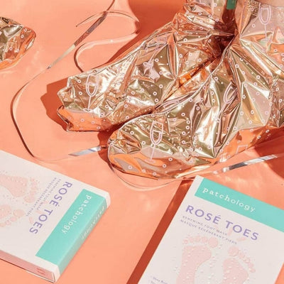 Rosé Toes Exfoliating Foot Mask Booties | Patchology | boogie + birdie
