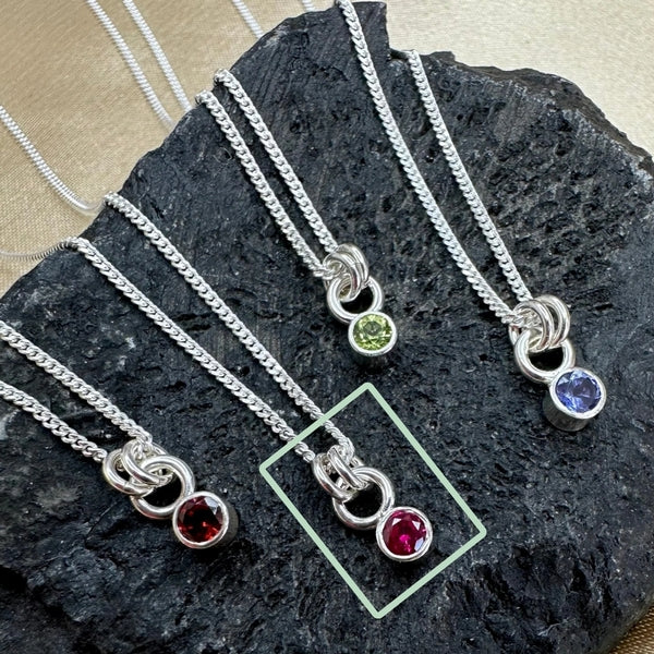 Silver Ruby Kindred Birthstone Necklace | Open Fire | boogie + birdie