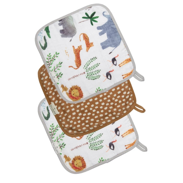 Safari Jungle Washcloth Set of 3 (WASHSAFARI) | Loulou Lollipop | boogie + birdie