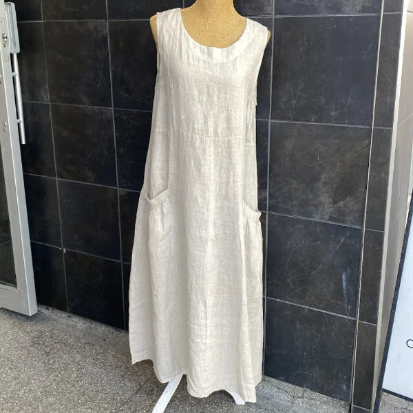 Sand Linen Dress with Pockets | Beyond Capri | boogie + birdie

