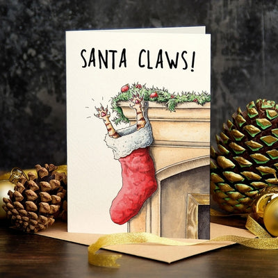 Santa Claws Cat Christmas Card  | Bewilderbeest | boogie + birdie