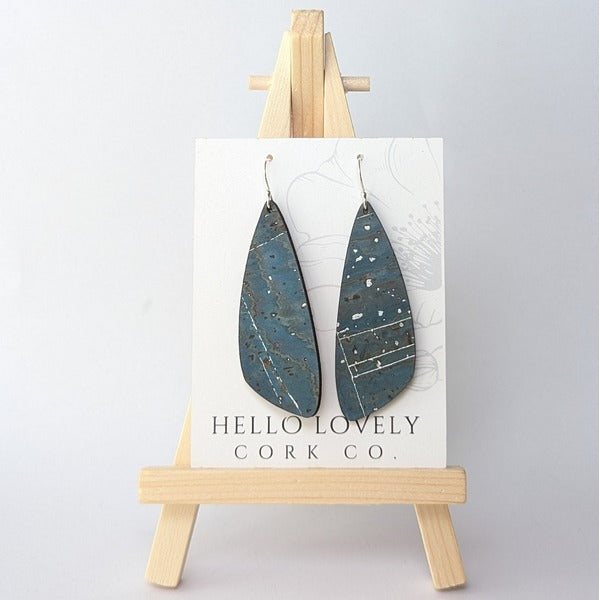 Sea Blue with Silver Flecks Small Wing Earrings | Hello Lovely | boogie + birdie
