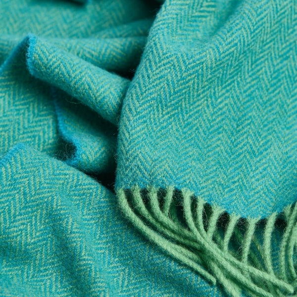 Sea Green Herringbone Lambswool Scarf | Foxford | boogie + birdie
