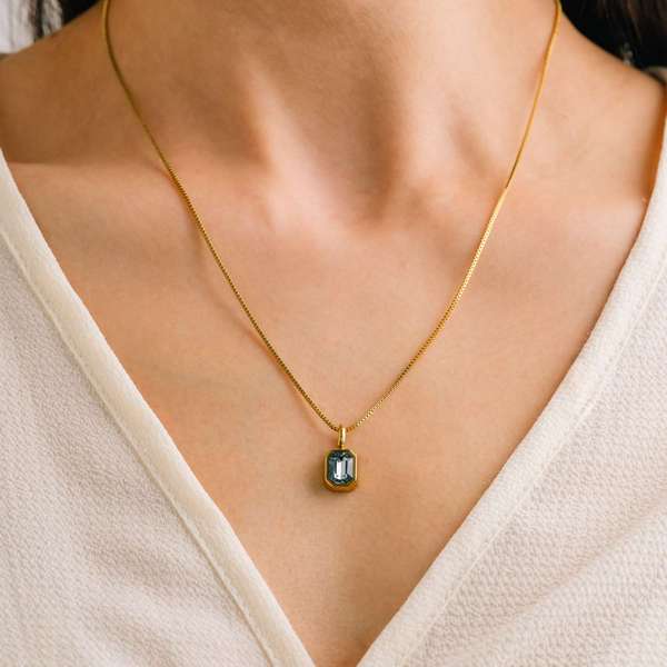Gold Sapphire September Birthstone Waterproof Necklace | Lover's Tempo | boogie + birdie