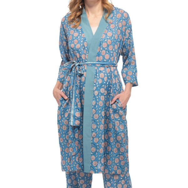 Serene Blue Cotton Robe (CP4313-SB) | Alchemy Fashions | boogie + birdie