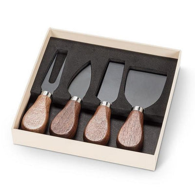 Walnut Handled Black Cheese Knives | Set of 4 | Entertaining | boogie + birdie