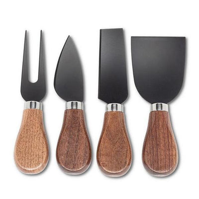 Walnut Handled Black Cheese Knives | Set of 4 | Entertaining | boogie + birdie