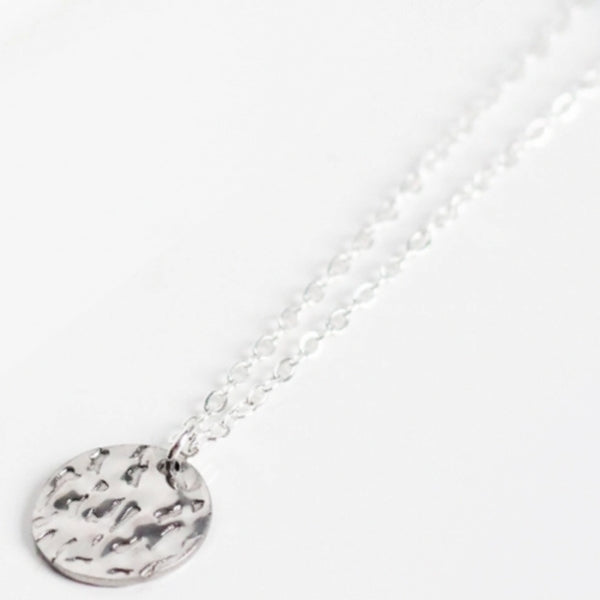 Silver Hammered Disk Necklace | Birch Jewellery | boogie + birdie