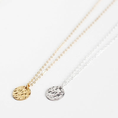 Silver Hammered Disk Necklace | Birch Jewellery | boogie + birdie
