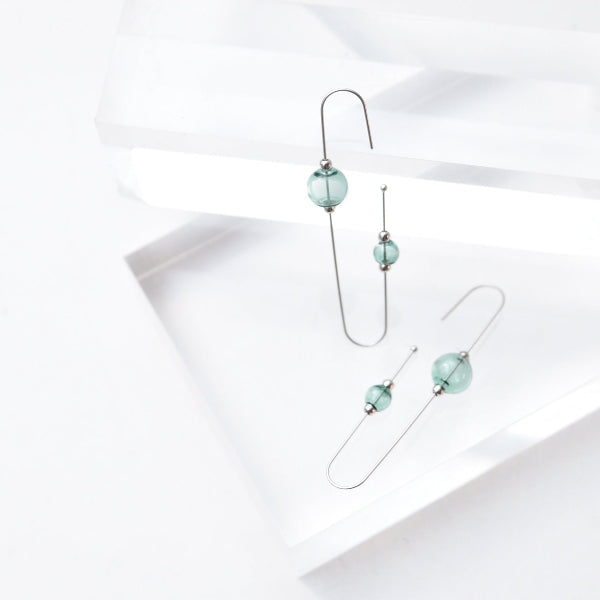 Silver & Aqua Harp Hoop Earrings | Pursuits | boogie + birdie