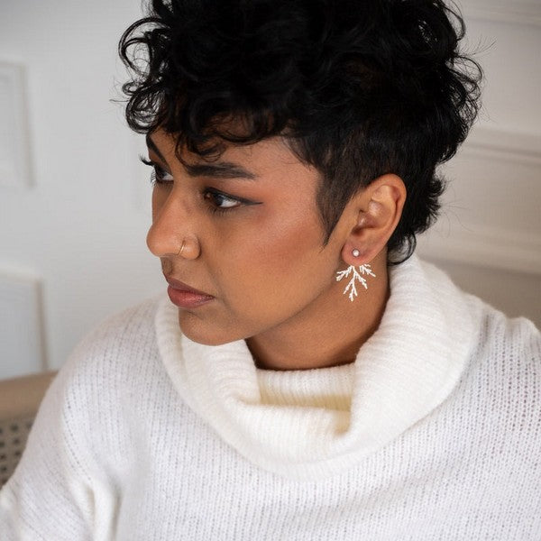 Silver Juniper & Pearl Ear Jackets | Birch Jewellery | boogie + birdie