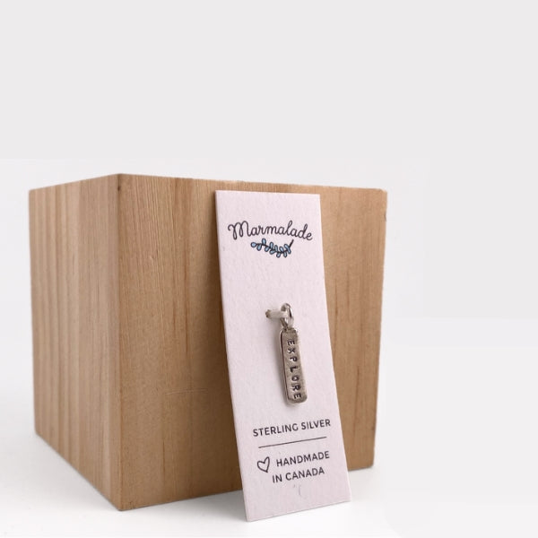 Silver Explore Tag Charm | Marmalade Designs | boogie + birdie

