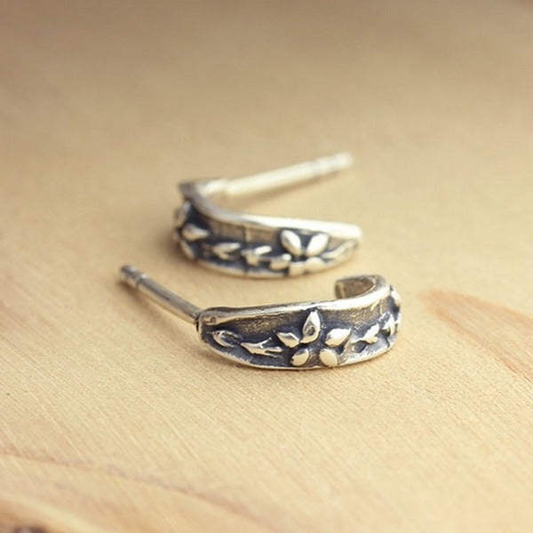 Silver Forget Me Not Huggie Hoops Earrings | Marmalade Jewellery | boogie + birdie