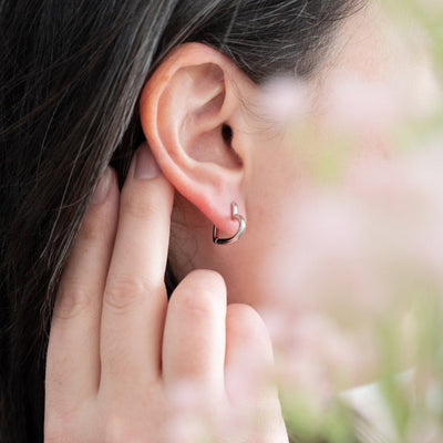 Silver Heart Shaped Hoops | Birch Jewellery | boogie + birdie