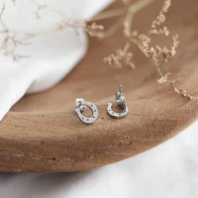 Silver Horseshoe Stud Earrings | Birch Jewellery | boogie + birdie