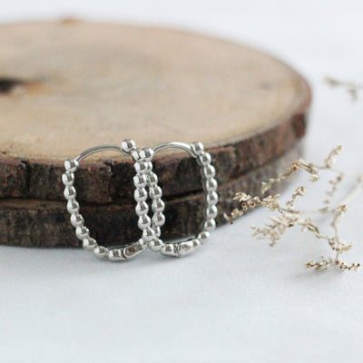 Silver Beaded Oval Huggie Hoop Earrings | Birch Jewellery | boogie + birdie