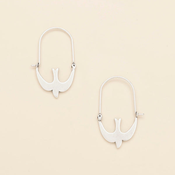 Refined Silver Swallow Hoop Earrings | Scout | boogie + birdie