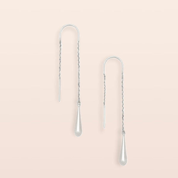 Refined Silver Teardrop Threader Earrings | Scout | boogie + birdie