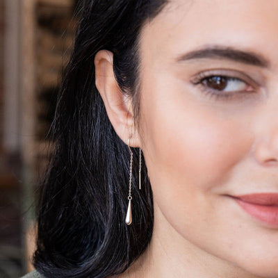 Refined Silver Teardrop Threader Earrings | Scout | boogie + birdie