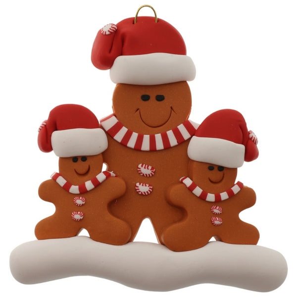 Personalized Family of 3 Single Adult Gingerbread Ornament | Ornamentopia | boogie + birdie
