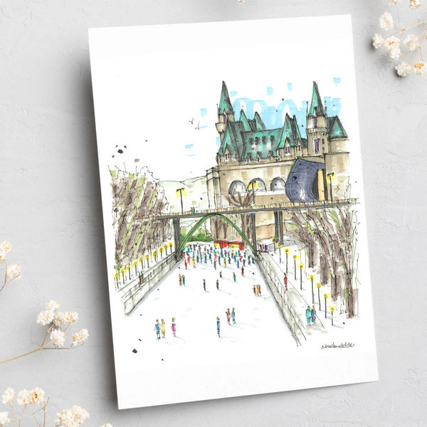 Skating the Rideau Canal Card | Downtown Sketcher | boogie + birdie